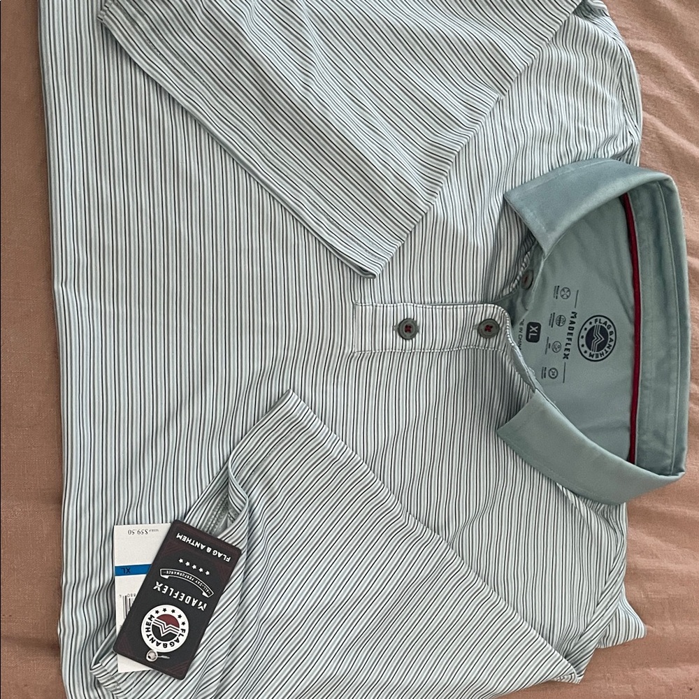 Striped Polo Shirt in Mint Green - Classic Short Sleeve